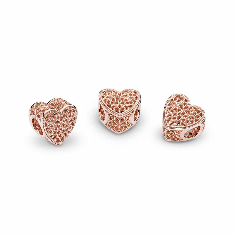 Pandora Filigree & Beaded Heart Charm - Pandora Rose - Canada | CV5190QP